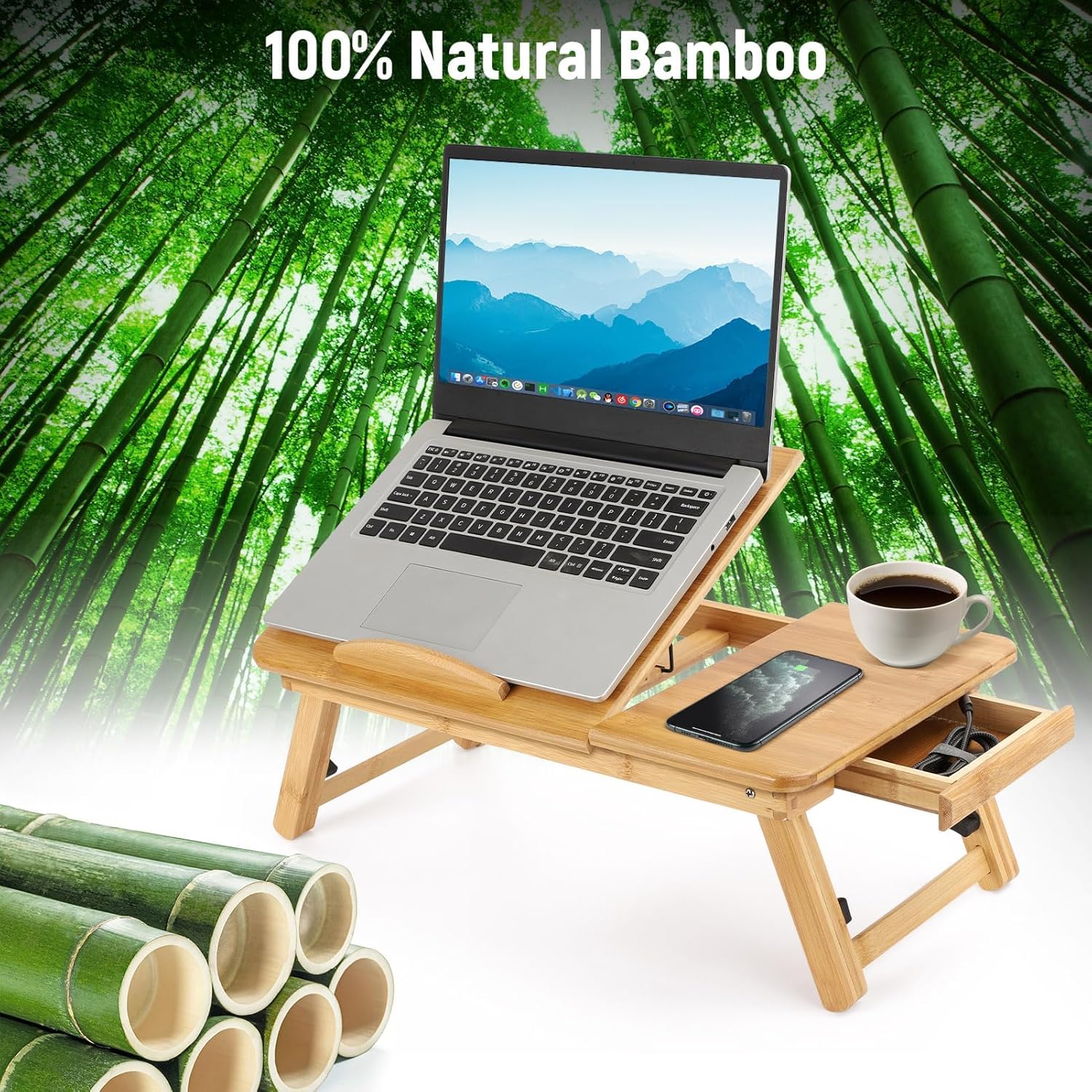 Relaxsit Laptop Desk for Bed, Bamboo Laptop Desk Duble Flower With Daraz 11.5"