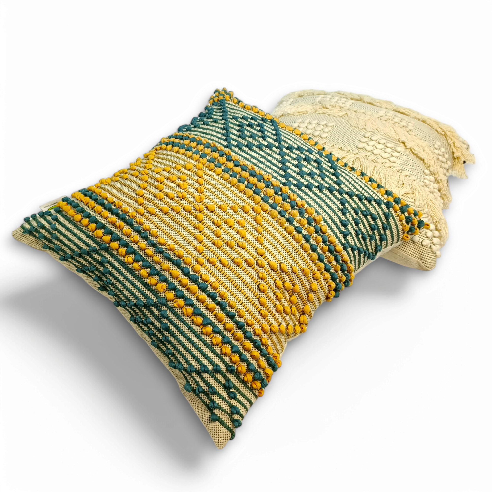 Bunti Handmade  Cushion Cover, Filled, Pack of 2, Dimension 17x17