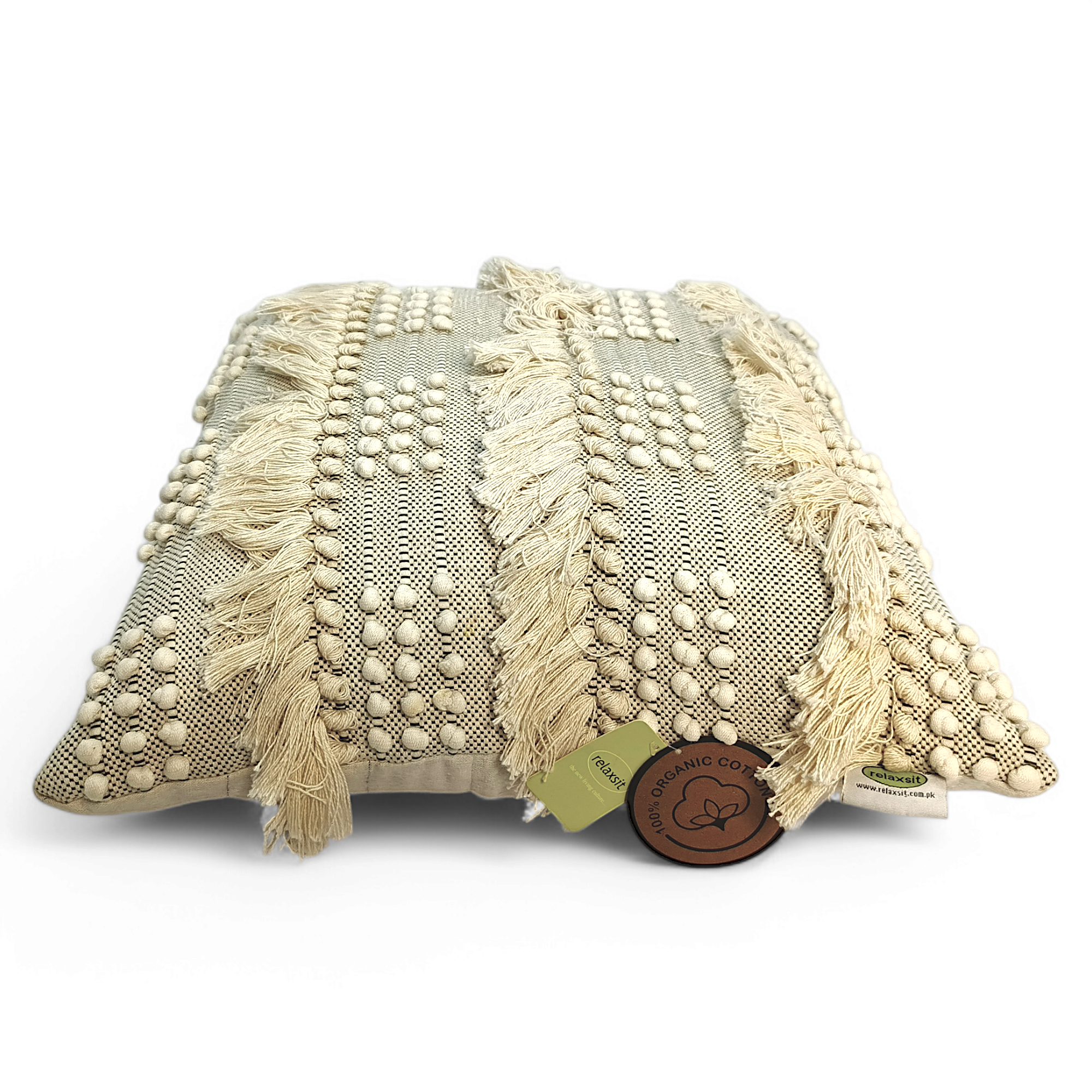 Bunti Handmade  Cushion Cover, Filled, Pack of 2, Dimension 17x17