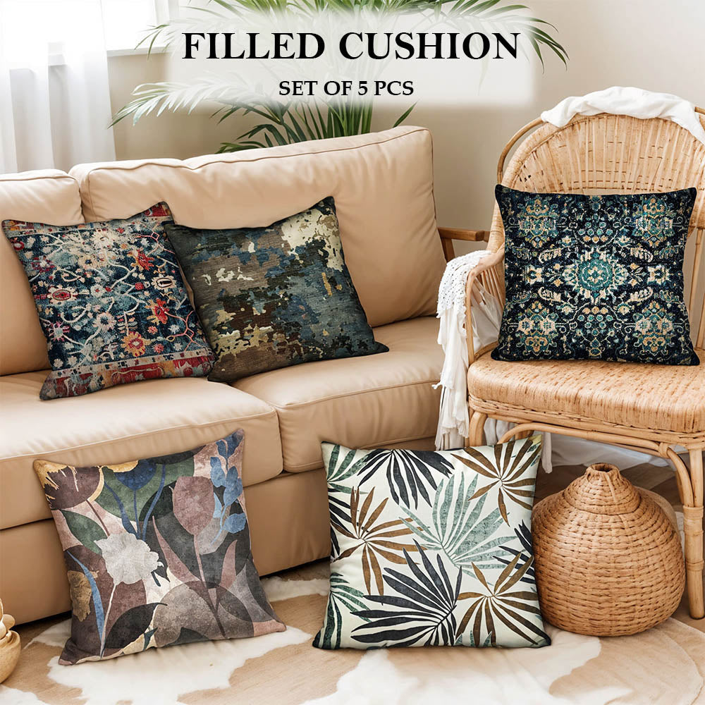 Pack of 5 Printed Filled Cushion covers  Cushion throw pillow  size: 16" x 16" or 40 x 40cm