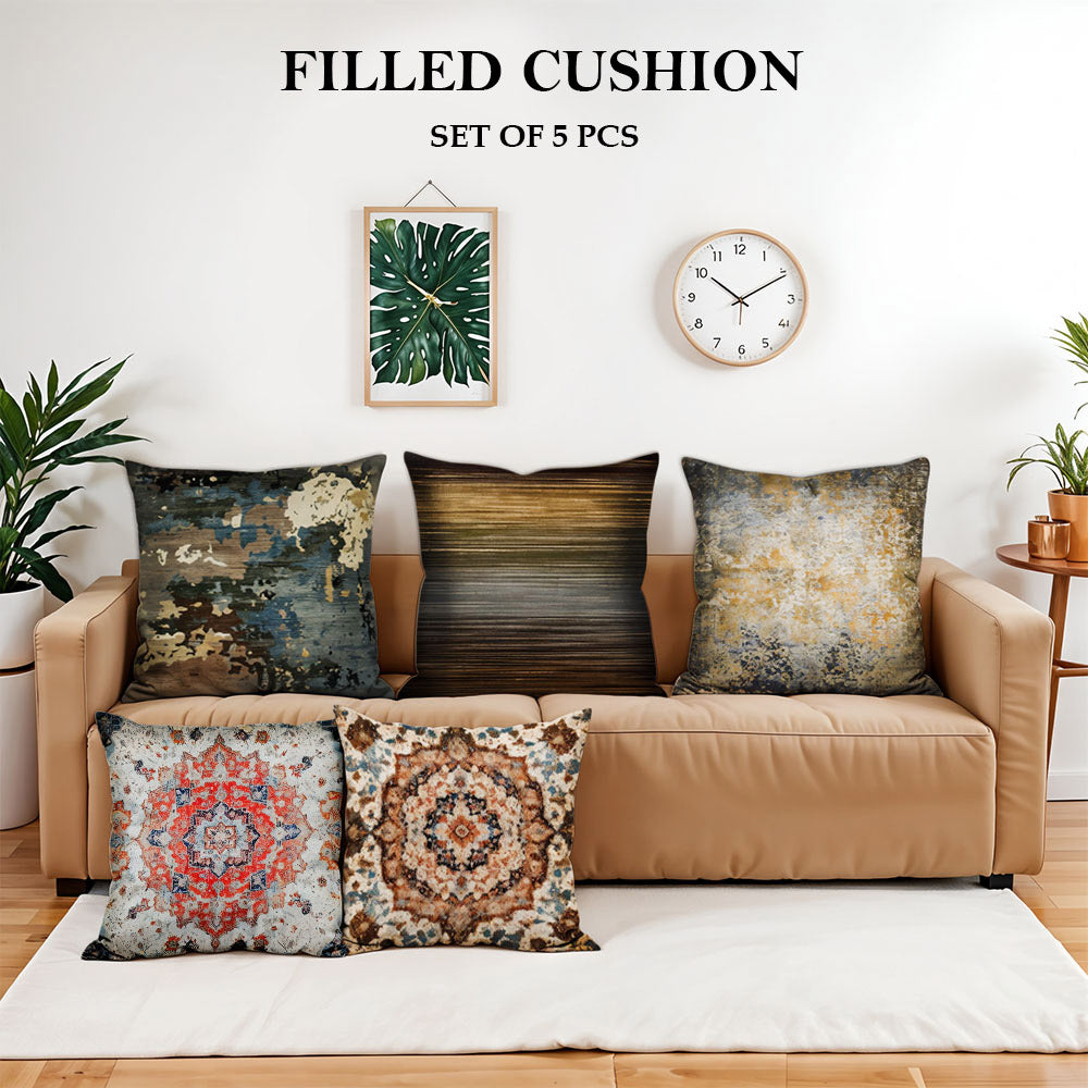 Pack of 5 Printed Filled Cushion covers  Cushion throw pillow  size: 16" x 16" or 40 x 40cm