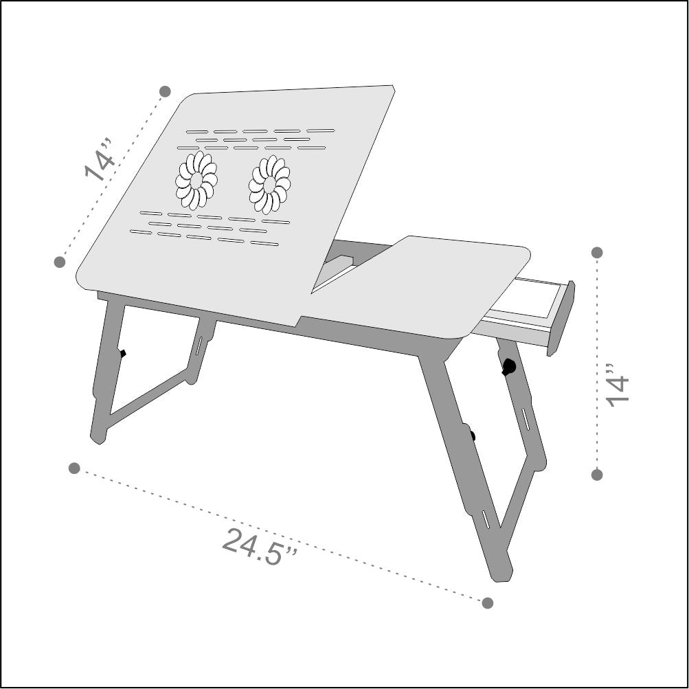 Relaxsit Laptop Desk for Bed, Bamboo Lap Desk with Tablet Slot Adjustable Height Angle Foldable Storage Drawer Portable Tray Table Stand for Notebook Computer Breakfast Work Study Reading Writing Large most models with Cooling fans, drawers