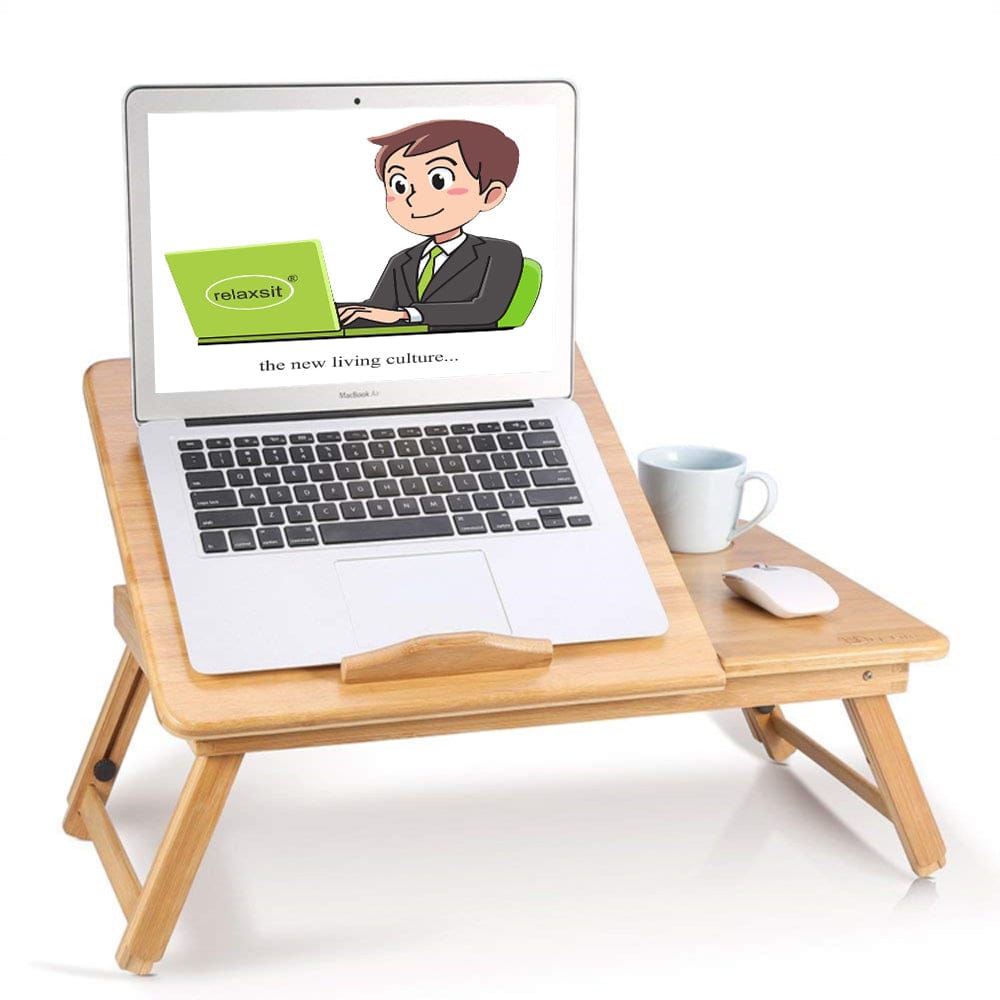 Relaxsit Laptop Desk for Bed, Bamboo Laptop Desk Plain Openable 13.5"