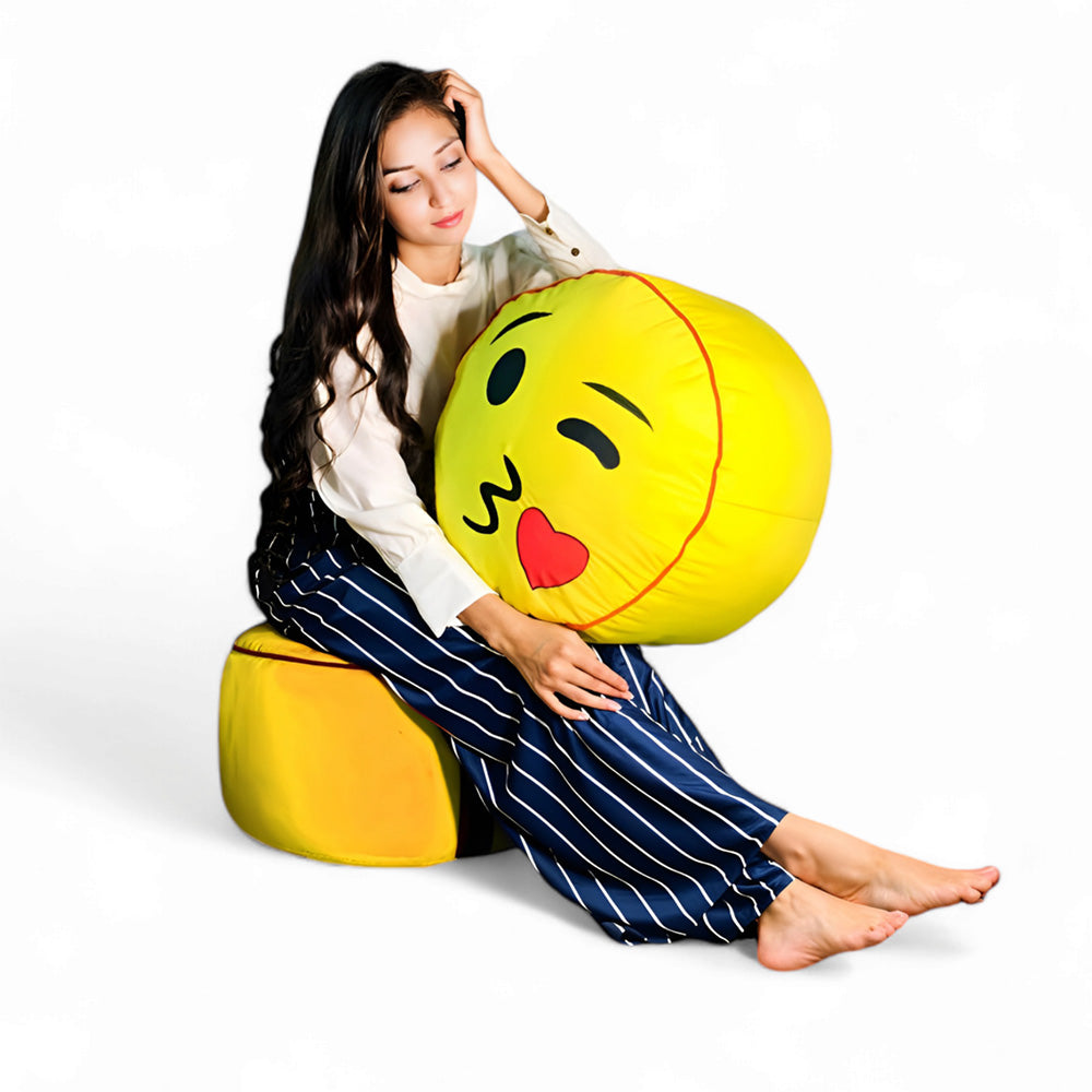 Emoji Trendy Ottoman / Foot Stool - Circle Japanese Parachute Fabric Ottoman Foot Rest 