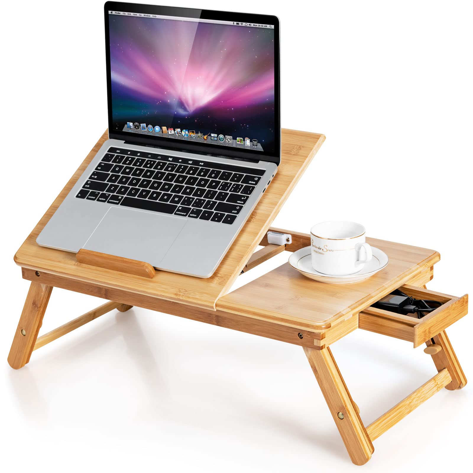 Relaxsit Laptop Desk for Bed, Bamboo Laptop Desk Plain Openable 11.5"